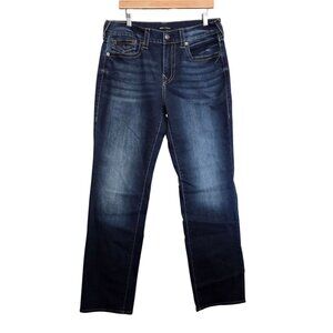 True Religion Ricky Relaxed Straight Denim Jeans Men's Size 34 Medium Wash